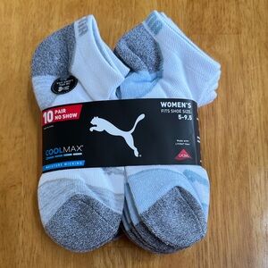 NWT 10 Pair Puma No Show Socks Women Gray Blue Pink with White